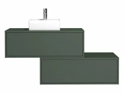 Vente-unique Mueble de baño flotante con lavabo, mate, 2 cajones, 94 cm, TEANA