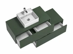 Vente-unique Mueble de baño flotante con lavabo, mate, 2 cajones, 94 cm, TEANA