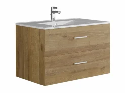 New Mueble de baño flotante con lavabo y columna natural clara, 80 cm, KAYLA Conjunto De Baño