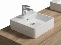 Hot Vente-unique Mueble de baño flotante con doble lavabo, color claro natural, Ancho 150 x Alt. 32 cm, ISAURE Color natural claro