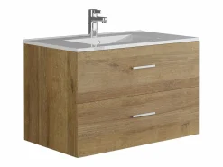 Discount Vente-unique Mueble de baño flotante con lavabo, natural claro, 80 cm, KAYLA Color natural claro