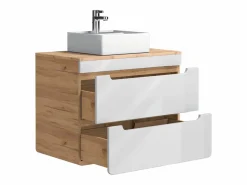 Discount Mueble de baño flotante con lavabo sobre encimera, 80 cm, natural claro blanco, ARUBA Mueble De Baño Simple
