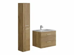 Vente-unique Mueble de baño flotante con lavabo y columna, , KAYLA