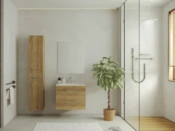 Vente-unique Mueble de baño flotante con lavabo y columna, , KAYLA