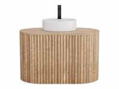 New Mueble de baño flotante de teca con lavabo - 90 cm - TOWARI Mueble De Baño Simple