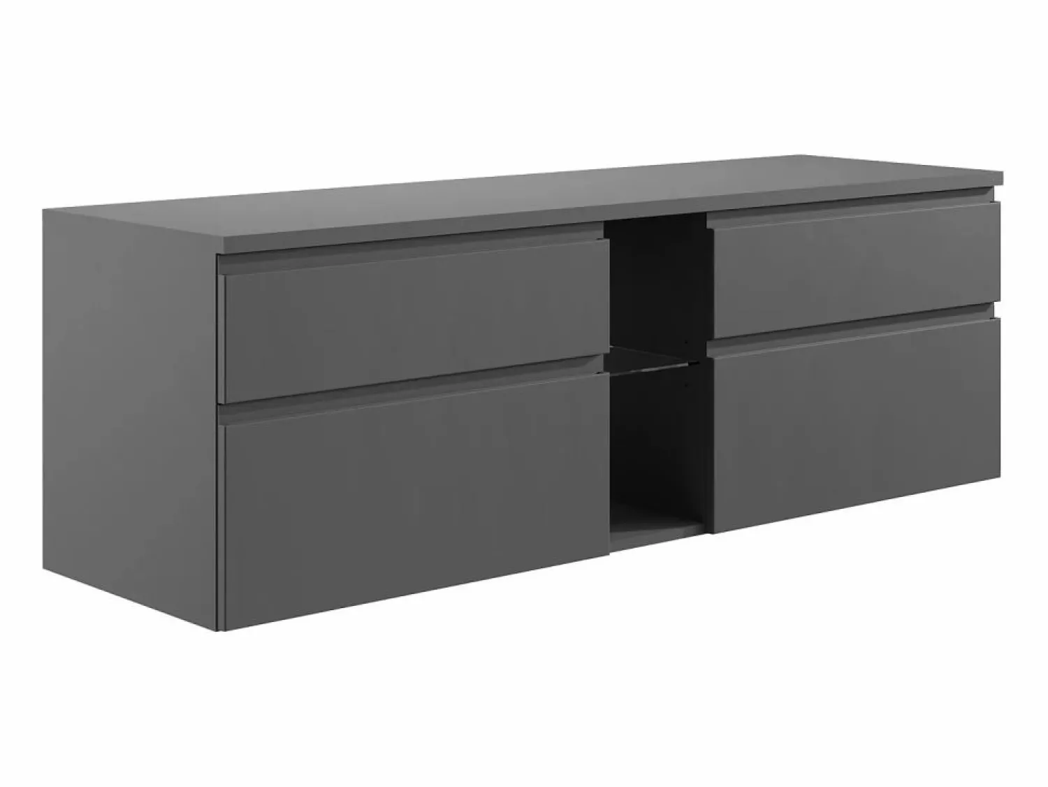 Vente-unique Mueble de baño flotante doble lavabo, antracita, L150 cm, MAGDALENA