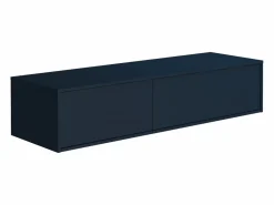 Clearance Vente-unique Mueble de baño flotante doble lavabo, natural claro, Ancho 150 x Alt. 32 cm, ISAURE Azul oscuro