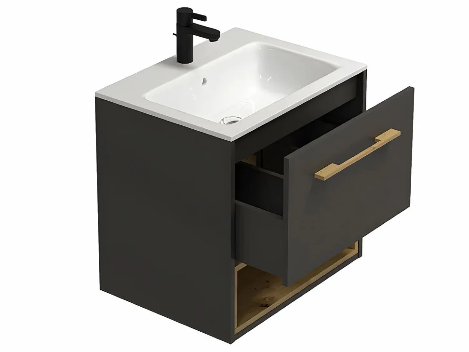Outlet Mueble de baño flotante en con lavabo empotrado para baño, 60 cm, YANGRA Mueble De Baño Simple