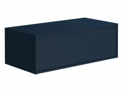 New Vente-unique Mueble de baño flotante en color azul noche con lavabo redondo - 94 cm - TEANA II Azul oscuro