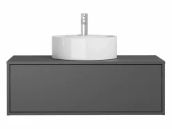 Vente-unique Mueble de baño flotante con lavabo redondo - 94 cm - TEANA II