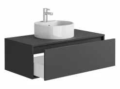 Vente-unique Mueble de baño flotante con lavabo redondo - 94 cm - TEANA II