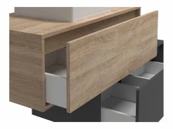 Discount Vente-unique Mueble de baño flotante, tonos naturales claros y gris antracita, 2 cajones, TEANA Gris antracita / Color natural claro