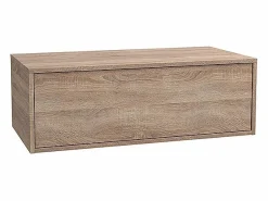 Discount Vente-unique Mueble de baño flotante, tonos naturales claros y gris antracita, 2 cajones, TEANA Gris antracita / Color natural claro