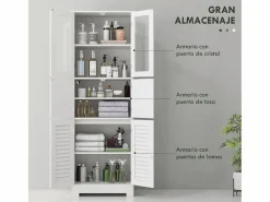 New Homcom Mueble de baño Kioto 6 puertas 170,5x60x30 cm Blanco