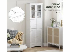 New Homcom Mueble de baño Kioto 6 puertas 170,5x60x30 cm Blanco