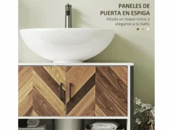 Homcom Mueble de baño Kitte 2 puertas y un compartimento blanco/natural 60x80x40 cm