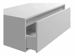 Sale Vente-unique Mueble de baño, lavabo redondo, 1 cajón blanco y 2 estantes claros naturales, TEANA Beige / Blanco