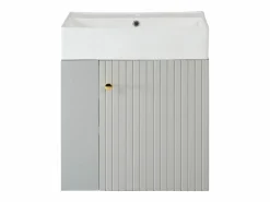 Best Merax Mueble de baño lavabo simple - 2 huecos laterales y 1 puerta - 55 x 31 x 66,5 cm - Tablero de partículas - Gris