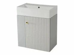 Best Merax Mueble de baño lavabo simple - 2 huecos laterales y 1 puerta - 55 x 31 x 66,5 cm - Tablero de partículas - Gris