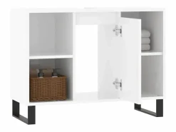 New vidaxl Mueble de baño madera de ingeniería brillo 80x33x60 cm Blanco