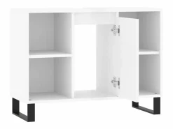 New vidaxl Mueble de baño madera de ingeniería brillo 80x33x60 cm Blanco