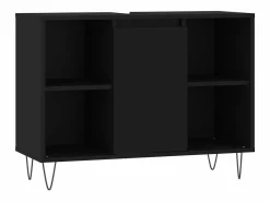 Mueble de baño madera de ingeniería 80x33x60 cm ES314010 Negro