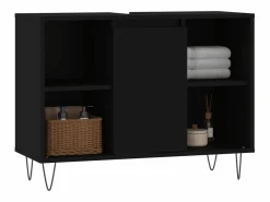 Mueble de baño madera de ingeniería 80x33x60 cm ES314010 Negro