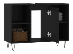 Mueble de baño madera de ingeniería 80x33x60 cm ES314010 Negro