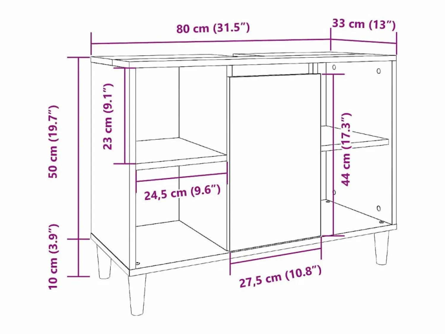 Outlet vidaxl Mueble de baño madera de ingeniería roble Sonoma 80x33x60 cm Color natural claro