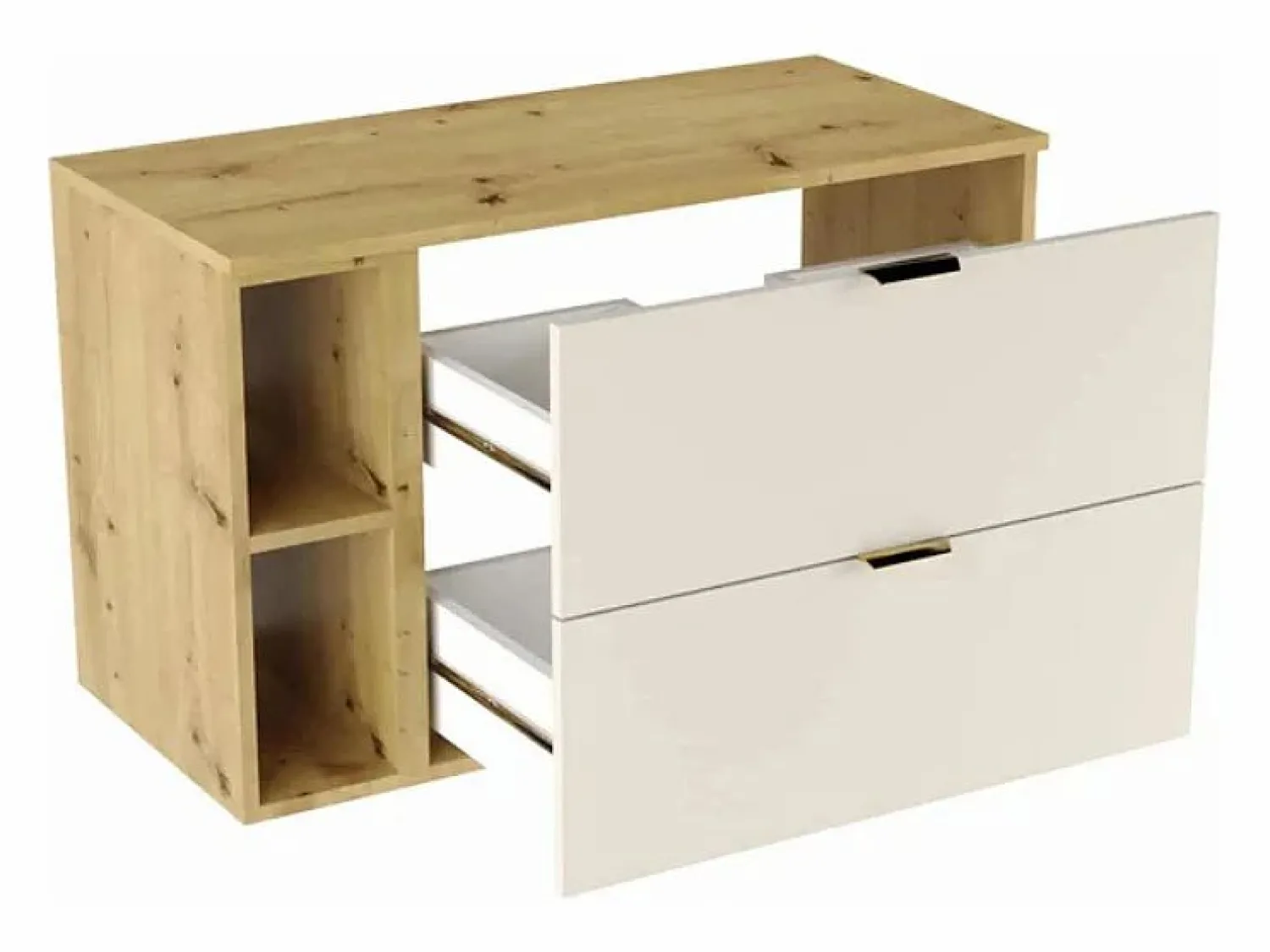 Mueble de baño mural para lavabo WENA, frentes lisos, Orio, 100x60x47 cm, Cachemira/Roble artesano