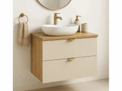 Online Mueble de baño mural para lavabo WENA, frentes lisos, Orio, 60x60x47 cm, Cachemira/Roble artesano Mueble De Lavabo