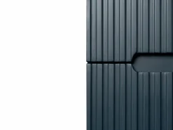 Vente-unique Mueble de baño sencillo con lavabo suspendido rayas azules, L120 cm, PAVANI