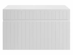Outlet Vente-unique Mueble de baño suspendido rayado con encimera, 80 cm, SATARA Blanco