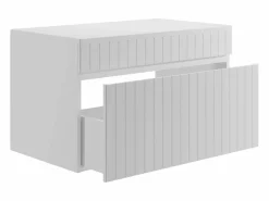 Outlet Vente-unique Mueble de baño suspendido rayado con encimera, 80 cm, SATARA Blanco