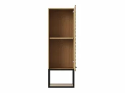 Clearance Vente-unique Mueble de baño suspendido estriado con lavabo sobrepuesto y columna con hueco - 120 cm - SARONE Color natural claro