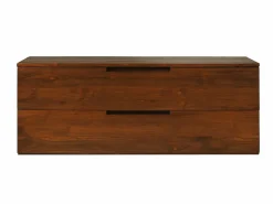 New Mueble de baño suspendido de teca oscura con doble lavabo - 115 cm - BIMBING Mueble De Baño Con Doble Lavabo
