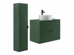 Hot Vente-unique Mueble de baño suspendido con lavabo sobre encimera redondo y columna, , 80 cm ZEVINI Verde