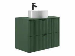 Hot Vente-unique Mueble de baño suspendido con lavabo sobre encimera redondo y columna, , 80 cm ZEVINI Verde