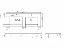 Vente-unique Mueble de baño suspendido estriado con lavabo encastrado, mate, 120 cm, ZEVINI