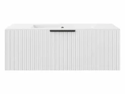Clearance Mueble de baño suspendido estriado con lavabo de encimera - Color - 100 cm - PALIRO Mueble De Baño Simple