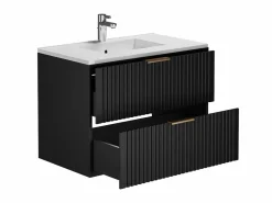 Vente-unique Mueble de baño suspendido con lavabo encastrado de canalé , 80 cm, ZEVARA