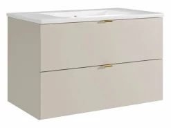 Best Vente-unique Mueble de baño suspendido con lavabo de encastre - - 80 cm - LAVENA Beige