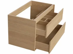 Hot Vente-unique Mueble de baño suspendido chapado roble con lavabo, 80 cm, MILIPAM Color natural claro