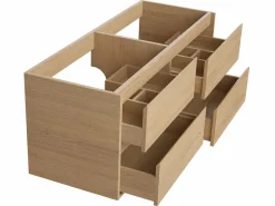 Clearance Vente-unique Mueble de baño suspendido chapado roble con lavabo a encastrar, 120 cm, MILIPAM Color natural claro