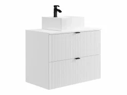 Vente-unique Mueble de baño suspendido estriado con lavabo sobre encimera, , An80 cm, ZEVINI