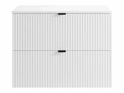 Vente-unique Mueble de baño suspendido estriado con lavabo sobre encimera, , An80 cm, ZEVINI