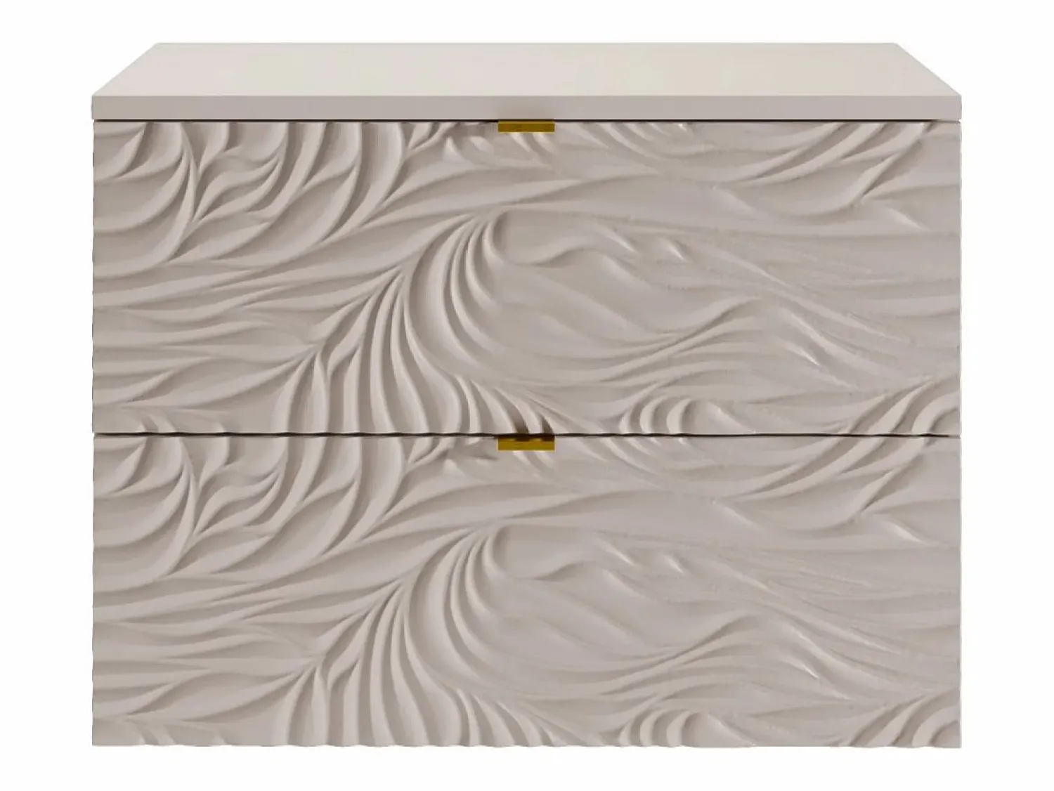 Hot Vente-unique Mueble de baño suspendido texturizado con lavabo redondo - - 80 cm - RINAREL Beige