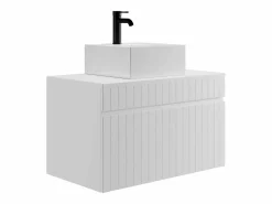 Vente-unique Mueble de baño suspendido con lavamanos cuadrado sobre encimera, 80 cm, SATARA