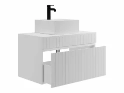 Vente-unique Mueble de baño suspendido con lavamanos cuadrado sobre encimera, 80 cm, SATARA