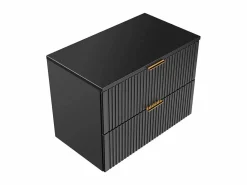 Vente-unique Mueble de baño suspendido con lavabo sobre encimera, ranurado, color , 80 cm de ancho, ZEVARA
